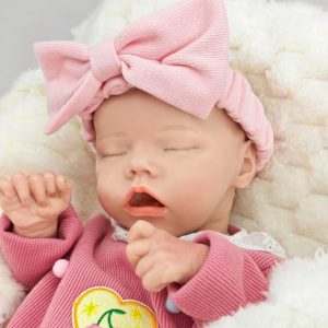 13-inch Platinum Silicone Reborn Doll Pink Sweet Sleeping Face, Washable, Ultra-Realistic Baby Vibe