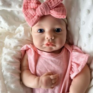 18-inch Full-Body Platinum Silicone Female Infant Reborn Newborn Baby Doll with Lifelike Silicone